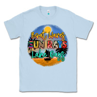 Dusty Blue boat waves sun rays lake days Classic Tee - NancyCooperArtShop