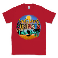 Red boat waves sun rays lake days Classic Tee - NancyCooperArtShop