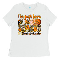 Im Just Here For The Snacks Basketball Sister Ladies Tee | Teevron