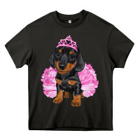 Asphalt Balerina Dachshund With Tutu Heavy Core Tee - RanaPortraitStore