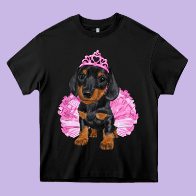 Heavy Core Tee Balerina Dachshund With Tutu