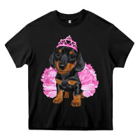 Black Balerina Dachshund With Tutu Heavy Core Tee - RanaPortraitStore