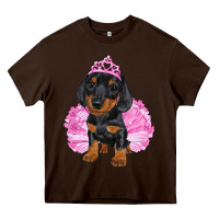 Chocolate Brown Balerina Dachshund With Tutu Heavy Core Tee - RanaPortraitStore
