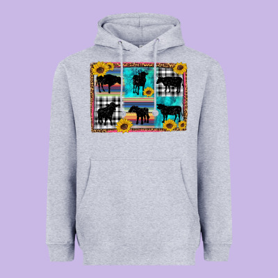 Cow Sunflower Leopard Heavyweight Hoodie Designed By Artiststas
