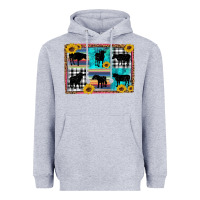 Heather Grey cow sunflower leopard Heavyweight Hoodie - Artiststas