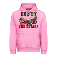 Fuchsia Pink howdy christmas with santa riding his sleighs Urban Hoodie - CowGirlArtShop