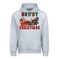 Heather Grey howdy christmas with santa riding his sleighs Urban Hoodie - CowGirlArtShop