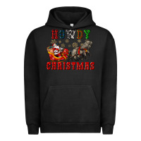 Pigment Black howdy christmas with santa riding his sleighs Urban Hoodie - CowGirlArtShop