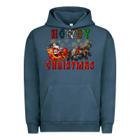 Pigment Midnight Navy howdy christmas with santa riding his sleighs Urban Hoodie - CowGirlArtShop