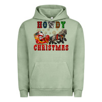 Pigment Oil Green howdy christmas with santa riding his sleighs Urban Hoodie - CowGirlArtShop