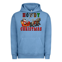 Pigment Pebble Blue howdy christmas with santa riding his sleighs Urban Hoodie - CowGirlArtShop