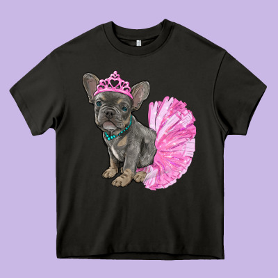 Heavy Core Tee Balerina French Bulldog With Tutu