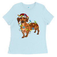 Dachshund Christmas Lights Ladies Tee | Teevron