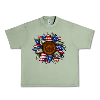 Oil Green sunflower american flag Urban Heavy Tee - JahusDesignShop