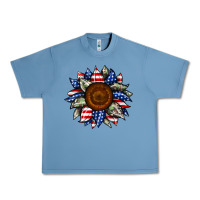 Pebble Blue sunflower american flag Urban Heavy Tee - JahusDesignShop