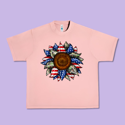 Sunflower American Flag Urban Heavy Tee Designed By Jahusdesignshop