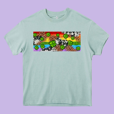 Western St. Patrick's Day Shamrock Rainbow Heavy Core Tee Designed By Artiststas