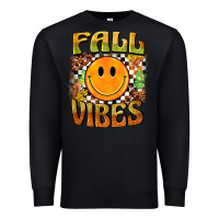 Black fall vibes smiley face Premium Sweatshirt - BarkalooDesign