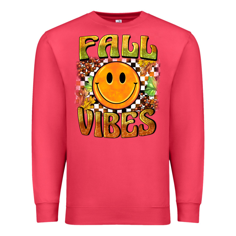 Fall Vibes Smiley Face Premium Sweatshirt by BarkalooDesign | Teevron