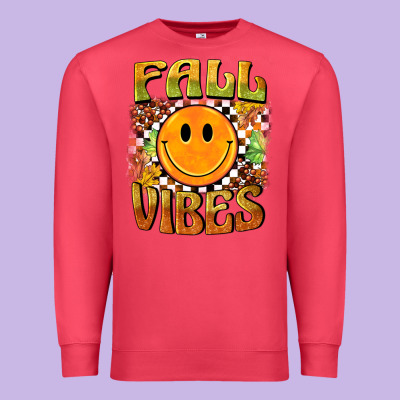Fall Vibes Smiley Face Premium Sweatshirt Designed By Barkaloodesign