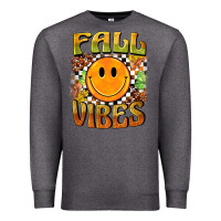 Charcoal Heather fall vibes smiley face Premium Sweatshirt - BarkalooDesign