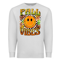 Dove Grey fall vibes smiley face Premium Sweatshirt - BarkalooDesign