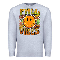 Heather Grey fall vibes smiley face Premium Sweatshirt - BarkalooDesign