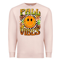 Pale Pink fall vibes smiley face Premium Sweatshirt - BarkalooDesign