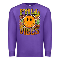 Purple fall vibes smiley face Premium Sweatshirt - BarkalooDesign