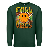 Sports Green fall vibes smiley face Premium Sweatshirt - BarkalooDesign