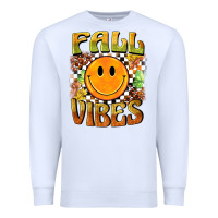 White fall vibes smiley face Premium Sweatshirt - BarkalooDesign