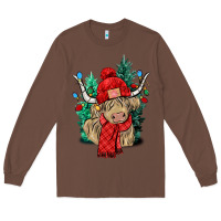 Chestnut Red Christmas long haired Cow Long Sleeve Tee - NancyCooperArtShop