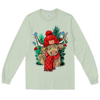 Matcha Red Christmas long haired Cow Long Sleeve Tee - NancyCooperArtShop