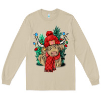 Red Christmas Long Haired Cow Long Sleeve Tee | Teevron