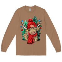 Toasted Coconut Red Christmas long haired Cow Long Sleeve Tee - NancyCooperArtShop