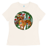 Bone Dachshund Christmas Tree Ladies Tee - RanaPortraitStore