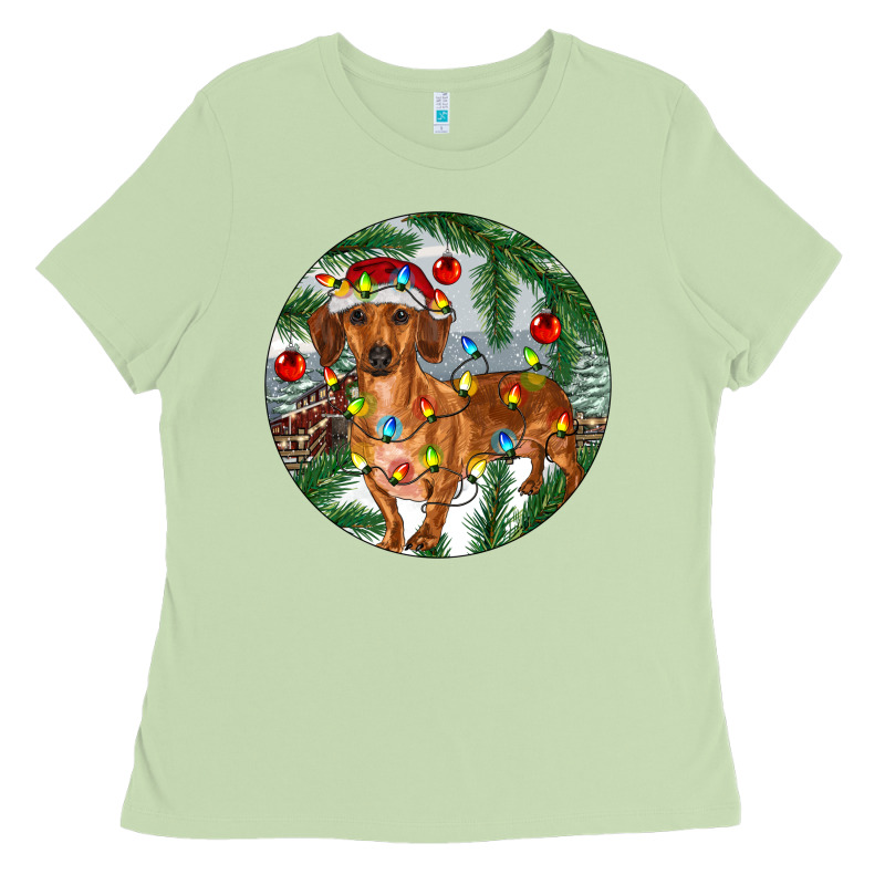 Dachshund Christmas Tree Ladies Tee by RanaPortraitStore | Teevron