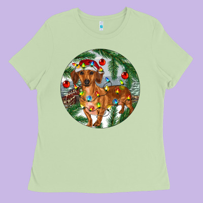 Ladies Tee Dachshund Christmas Tree