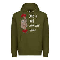 Army Green just a girl who loves sloths Premium Hoodie - Bettercallsaul