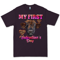 Plum my first valentine's day highland calf Premium Tee - RanaPortraitStore