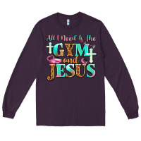 Plum all i need is the gym and jesus Long Sleeve Tee - JahusDesignShop