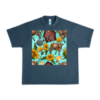 Midnight Navy farm seamless pattern Urban Heavy Tee - BundleAndBundleShop
