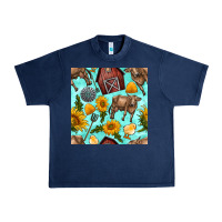 Navy farm seamless pattern Urban Heavy Tee - BundleAndBundleShop