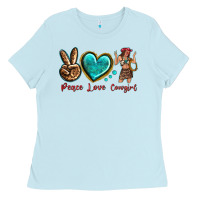 Baby Blue peace love cowgirl Ladies Tee - texasbilliewilder