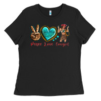 Black peace love cowgirl Ladies Tee - texasbilliewilder