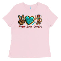 Bubblegum Pink peace love cowgirl Ladies Tee - texasbilliewilder