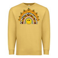 Antique Gold fall smiley face groovy rainbow Premium Sweatshirt - BarkalooDesign