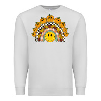 Dove Grey fall smiley face groovy rainbow Premium Sweatshirt - BarkalooDesign