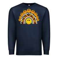 Fall Smiley Face Groovy Rainbow Premium Sweatshirt | Teevron