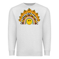 Oatmeal Heather fall smiley face groovy rainbow Premium Sweatshirt - BarkalooDesign